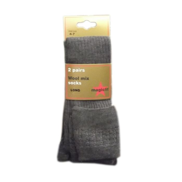 LONG SOCKS TURNOVER TOP PACK OF TWO - GREY