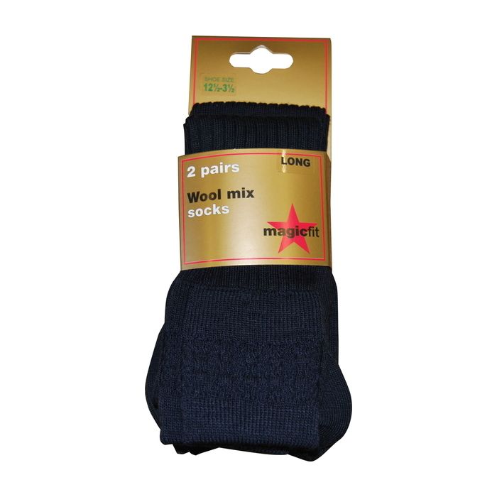 LONG SOCKS TURNOVER TOP PACK OF TWO - NAVY