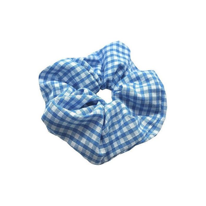 GINGHAM SCRUNCHIE-SKY BLUE