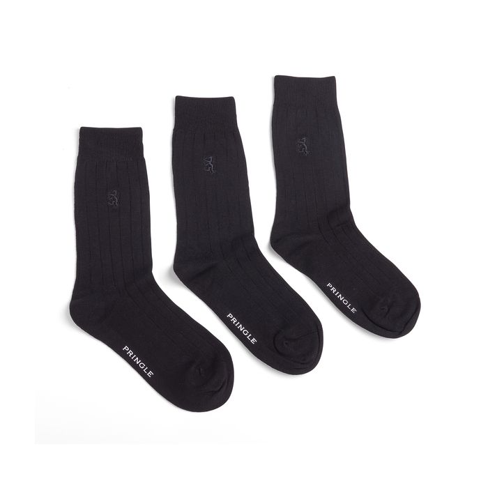 PRINGLE RIBBED BAMBOO SOCKS PACK OF THREE