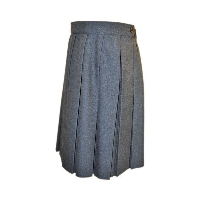 GREY BOX PLEAT SKIRT