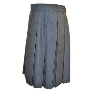 GREY BOX PLEAT SKIRT