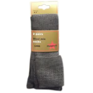 LONG SOCKS TURNOVER TOP PACK OF TWO - GREY
