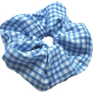GINGHAM SCRUNCHIE-SKY BLUE